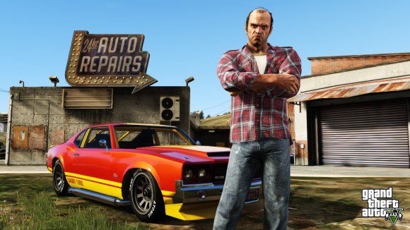 Trevor na Auto Repars do GTA V