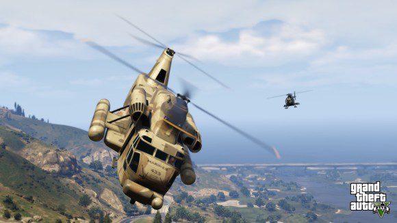 Screenshot de helicóptero de transporte militar no GTA V